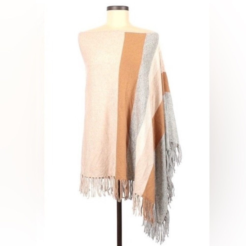Minnie Rose Tan and Gray Striped Poncho